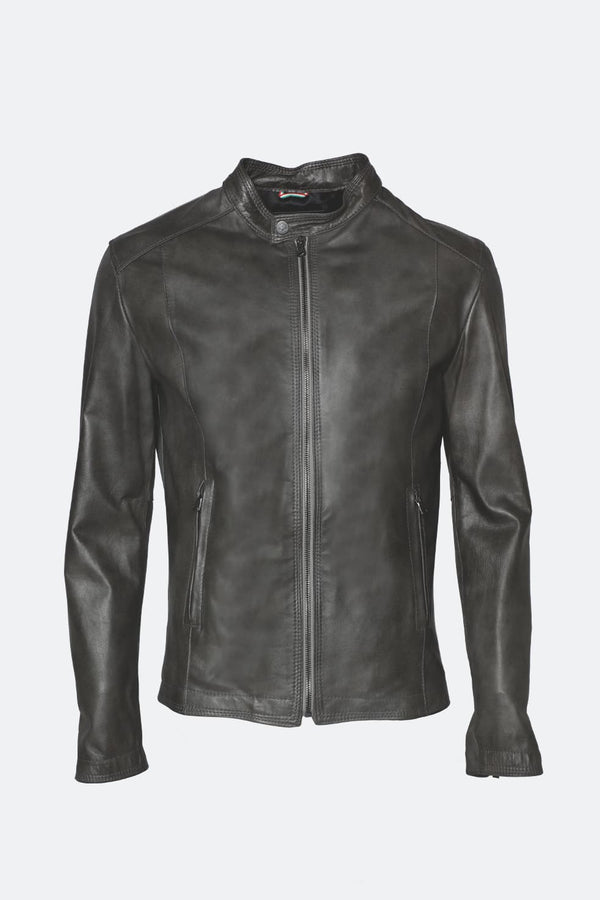 Massi Vintage Grigio giacca uomo 100% vera pelle Made in Italy - Barone Firenze