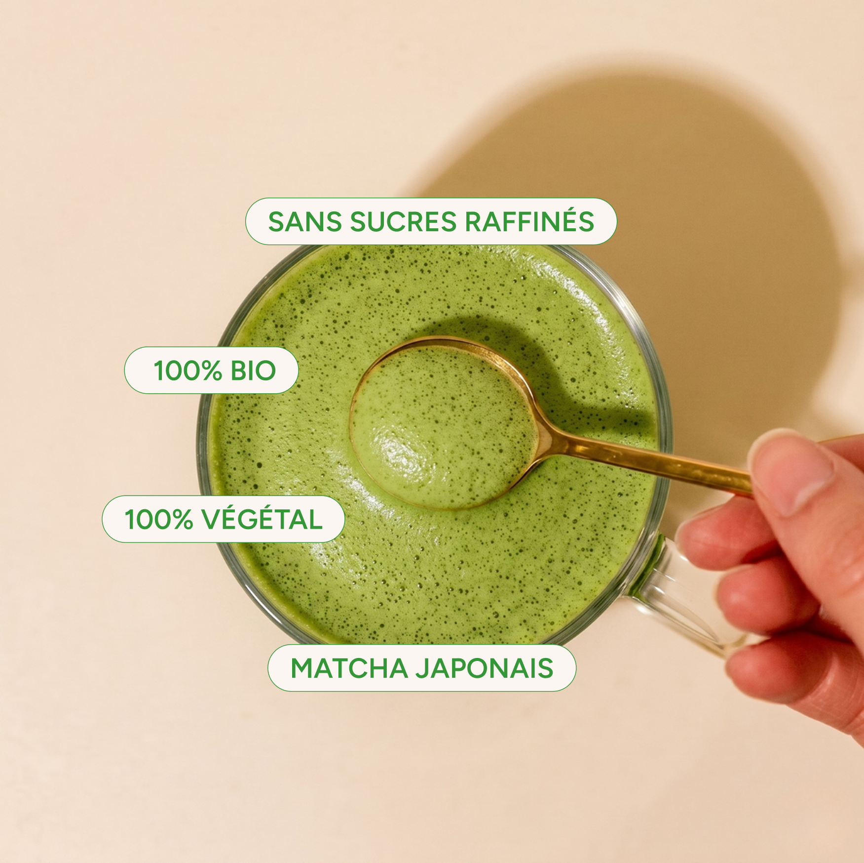 Avantages du matcha latte bio : végétal, sans sucres raffinés, matcha japonais