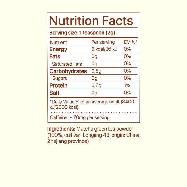 Matcha 7A ingredient and nutrition information