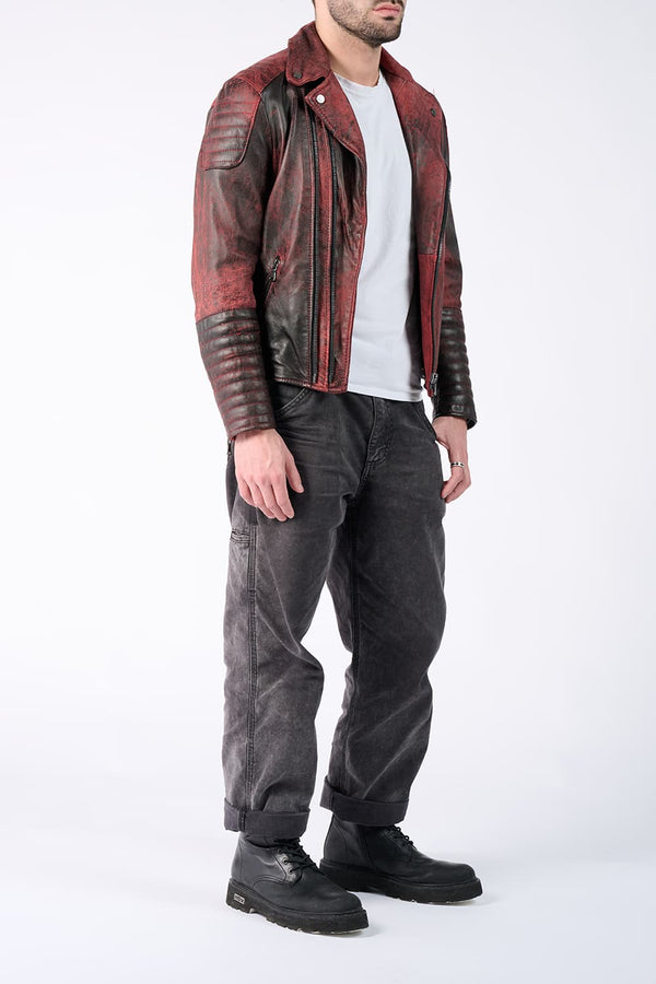 Chiodo Matteo Bike Nuvolato giacca donna 100% vera pelle Made in Italy- Barone Firenze