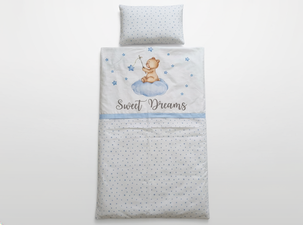 Bedding set 60x120cm - 2-piece - Sleepy Bear - blue
