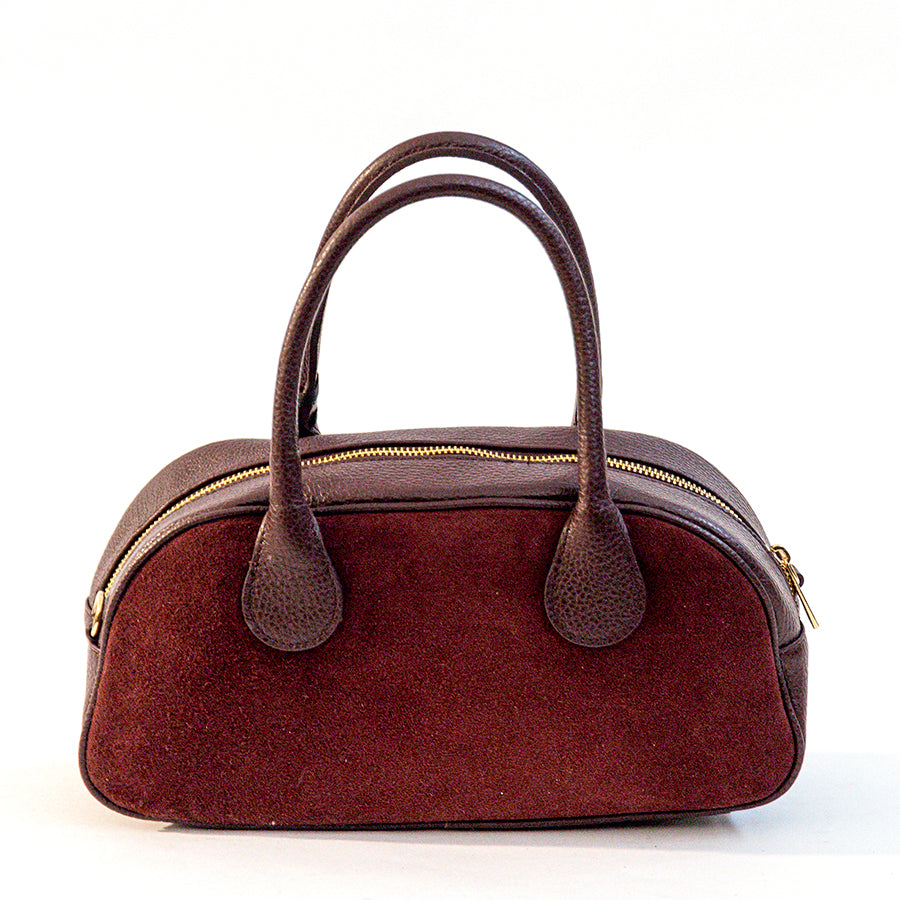 MILLY - Bordeaux Leather and Suede Handbag