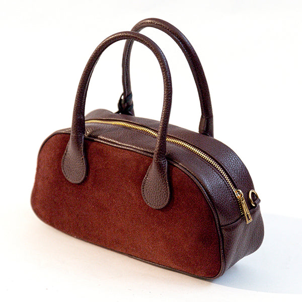 MILLY - Bordeaux Leather and Suede Handbag