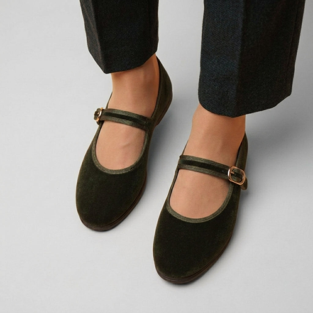 Mary-Jane Friulana Velours Vert