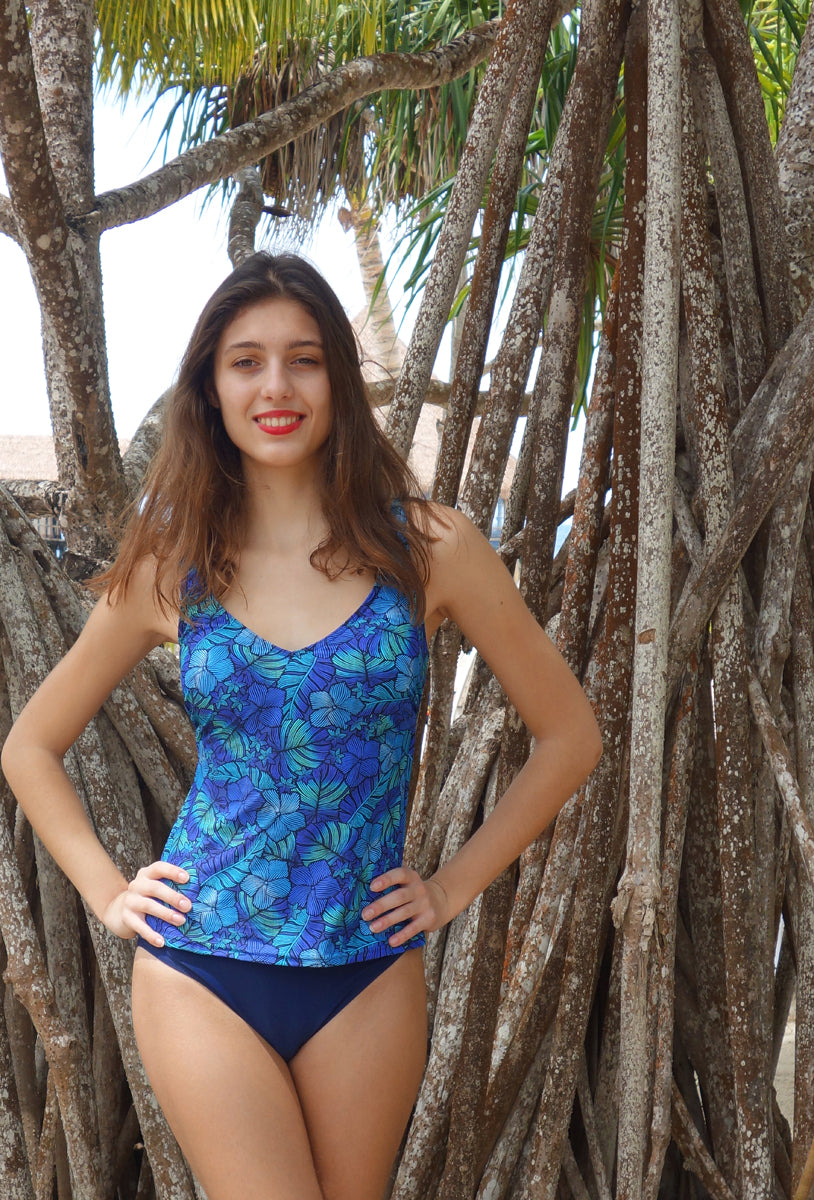 Tankini 117 Shades of Blue Flowers IKAB