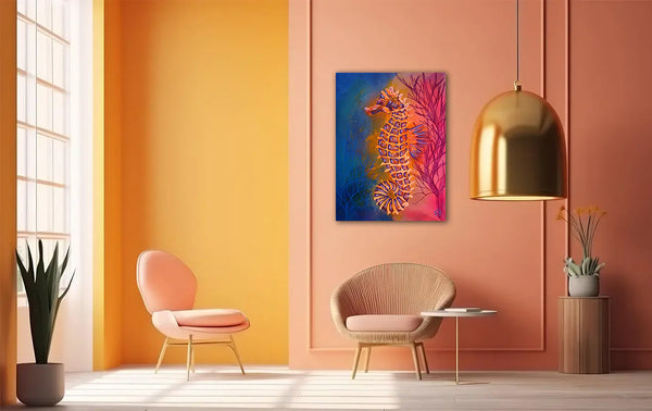 'Seahorse and Corals' original painting