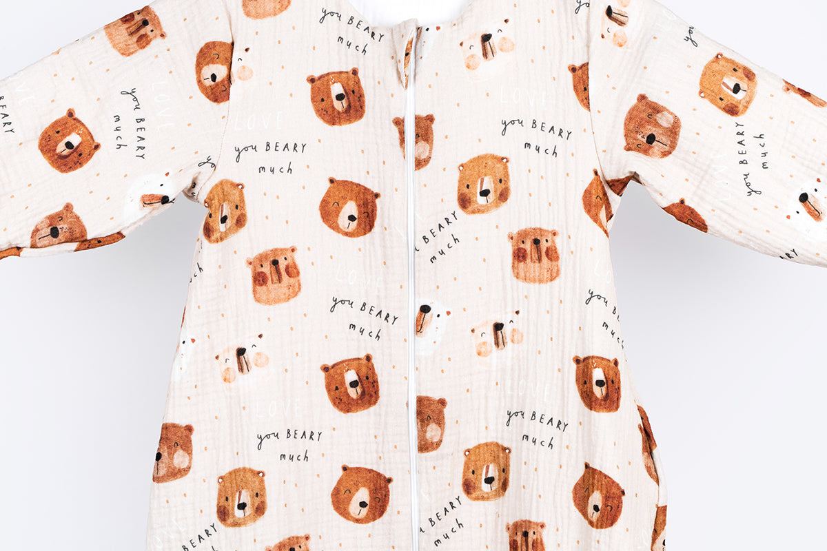 Muslin Double Layer Sleeping Bag with Legs and Sleeves - Love You Beary Much