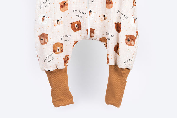 Muslin Double Layer Sleeping Bag with Legs and Sleeves - Love You Beary Much