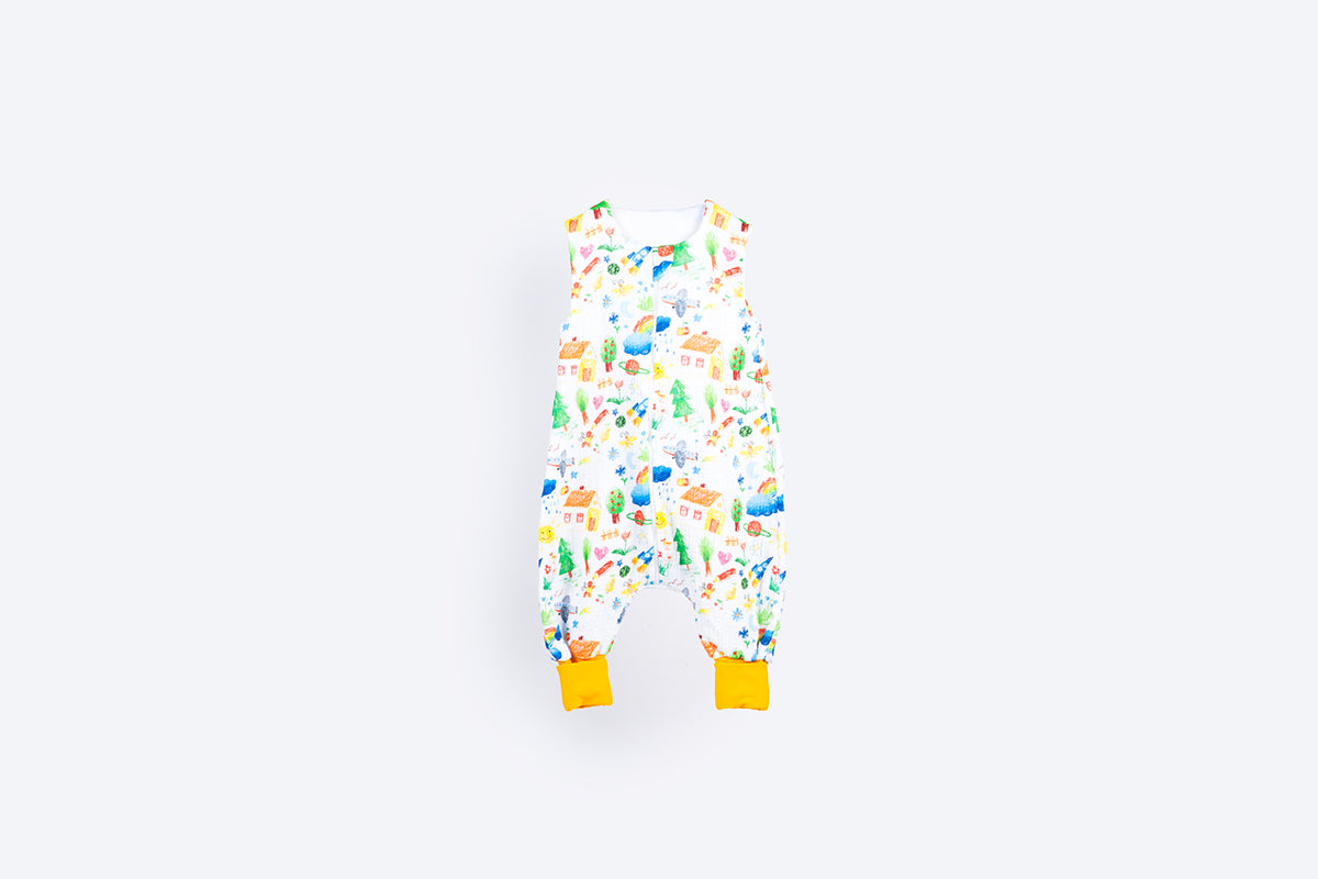 Muslin Double Layer Summer Sleeping Bag with Legs – Drawing