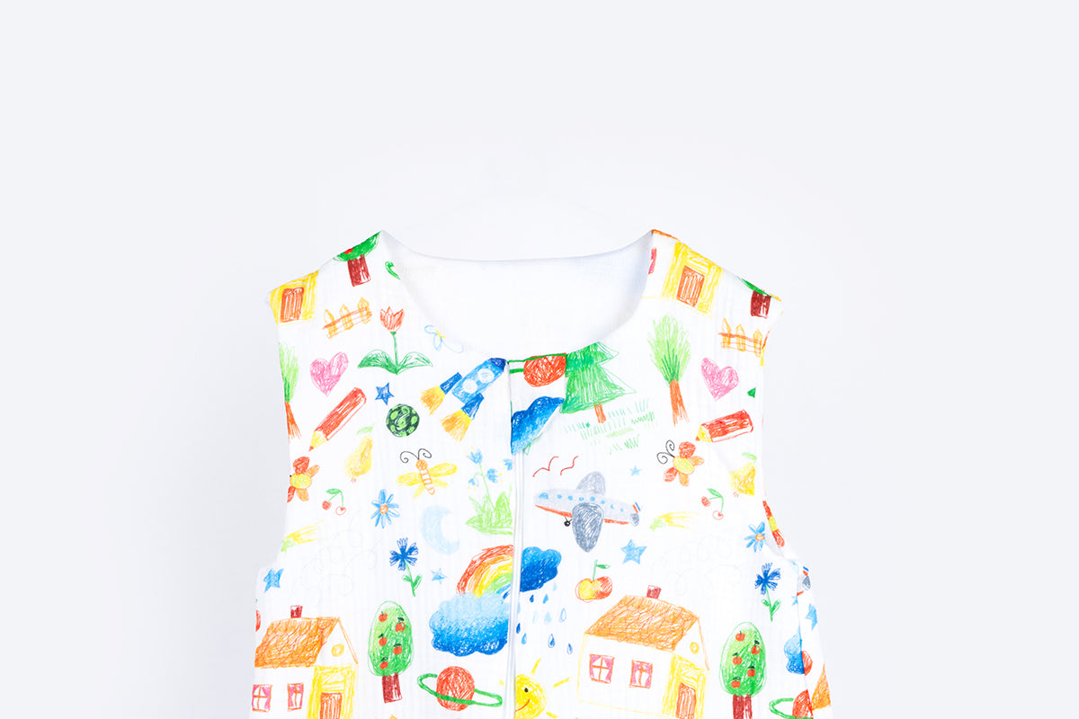 Muslin Double Layer Summer Sleeping Bag with Legs – Drawing