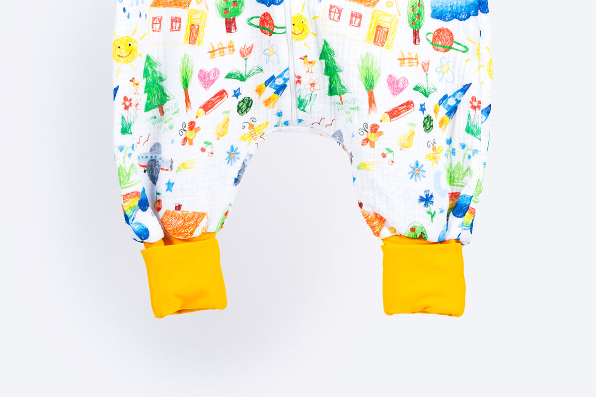 Muslin Double Layer Summer Sleeping Bag with Legs – Drawing