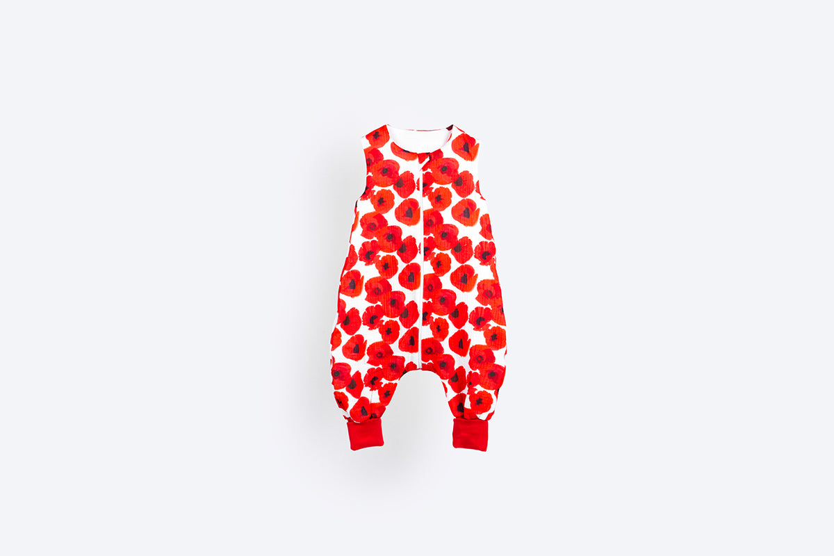 Muslin Double Layer Summer Sleeping Bag with Legs – Poppies