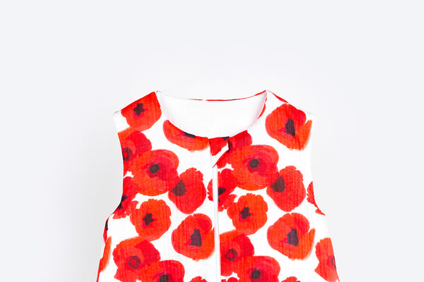 Muslin Double Layer Summer Sleeping Bag with Legs – Poppies