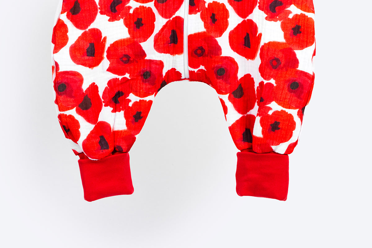 Muslin Double Layer Summer Sleeping Bag with Legs – Poppies