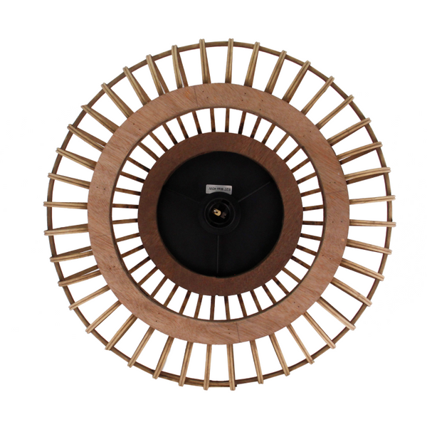 Bijzondere detailweergave van de bruine Nature Trapeze plafondlamp. Perfect voor een warme, landelijke sfeer in uw interieur.