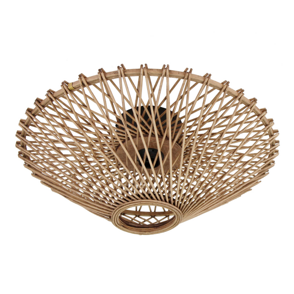 Detail van de moderne bruine Nature Trapeze plafondlamp. Een eyecatcher die warmte en stijl toevoegt aan elke ruimte.
