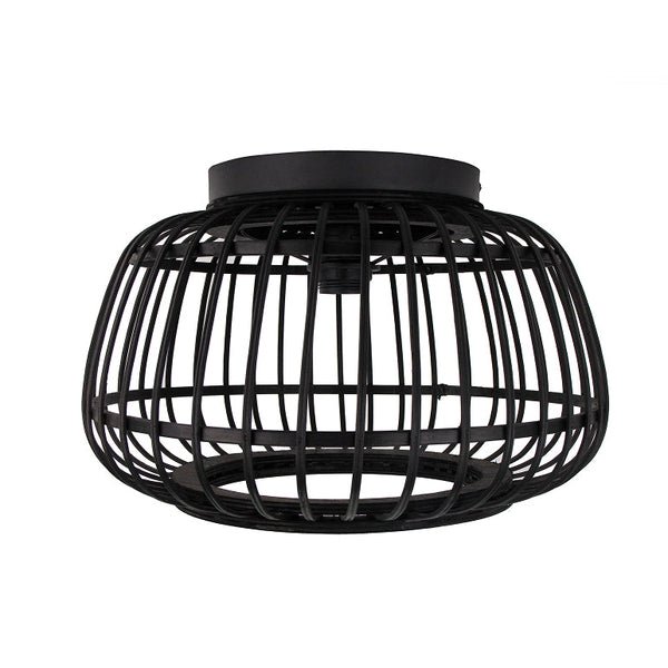 Detailfoto van de zwarte Nature Trapeze plafondlamp. Perfect voor een landelijke uitstraling in jouw interieur.