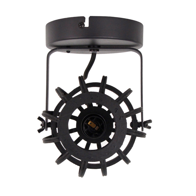 Zwart afgewerkte plafondlamp in landelijk design, perfect voor sfeervolle verlichting in elke woonruimte.