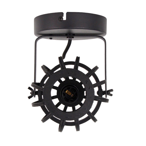 Zwart afgewerkte plafondlamp in landelijk design, perfect voor sfeervolle verlichting in elke woonruimte.