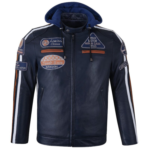 navyblue motorjas heren