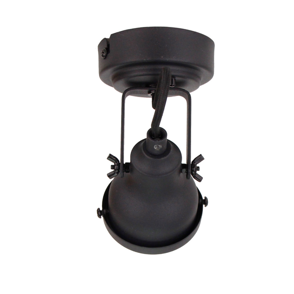 Bijzondere detailfoto van de zwarte Nero plafondlamp.