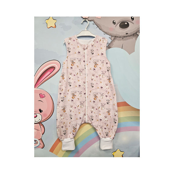 Tanja two-layer sleeping bag with legs - Cute animals - pink (pattern in the opposite direction)