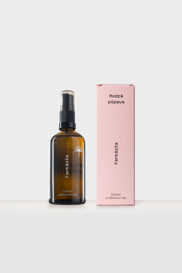 Odličovací olej Fantázia od Modrej Púpavy – produktový záber s krabičkou