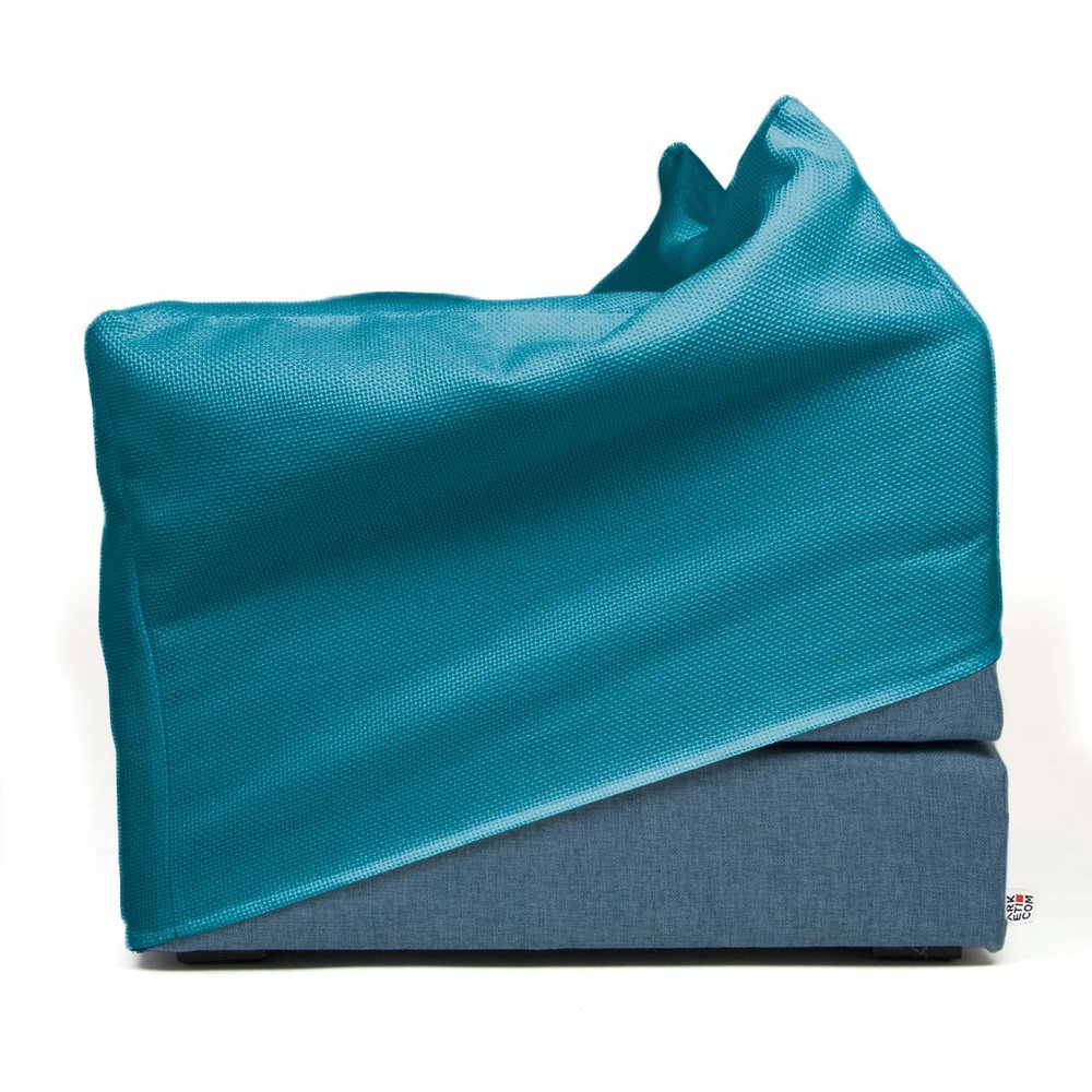 TOUF BLUE, Pouf Letto Base Blu e Copri Pouf 70x63