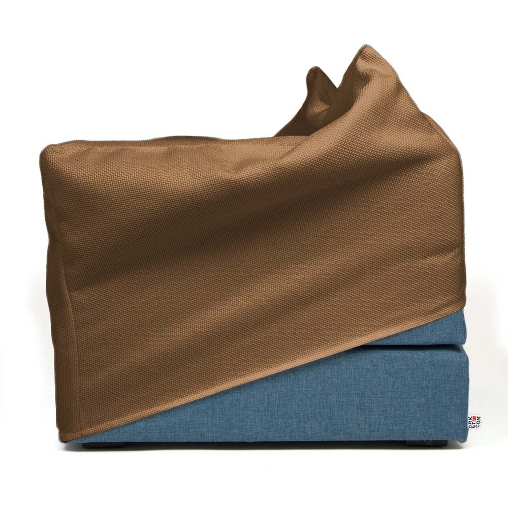 TOUF BLUE, Pouf Letto Base Blu e Copri Pouf 70x63