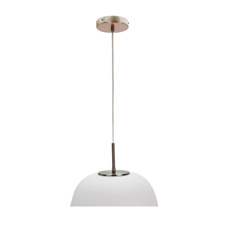 Deze gedetailleerde afbeelding toont de elegante Opalino hanglamp in wit. Een stralende toevoeging voor boven de eettafel.