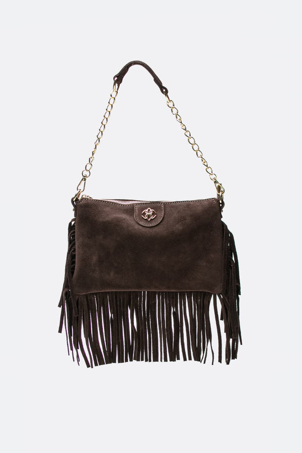 Sac Opéra Suède Frange Marron Foncé