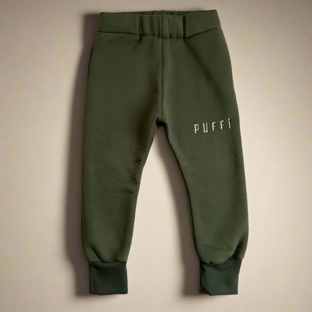 Otroška hlače - Sweatpants debele GREEN - PUFFI