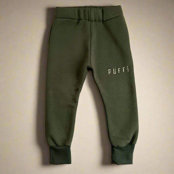 Otroška hlače - Sweatpants debele GREEN - PUFFI