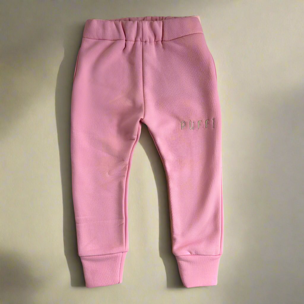 Otroška hlače - Sweatpants debele PINK - PUFFI