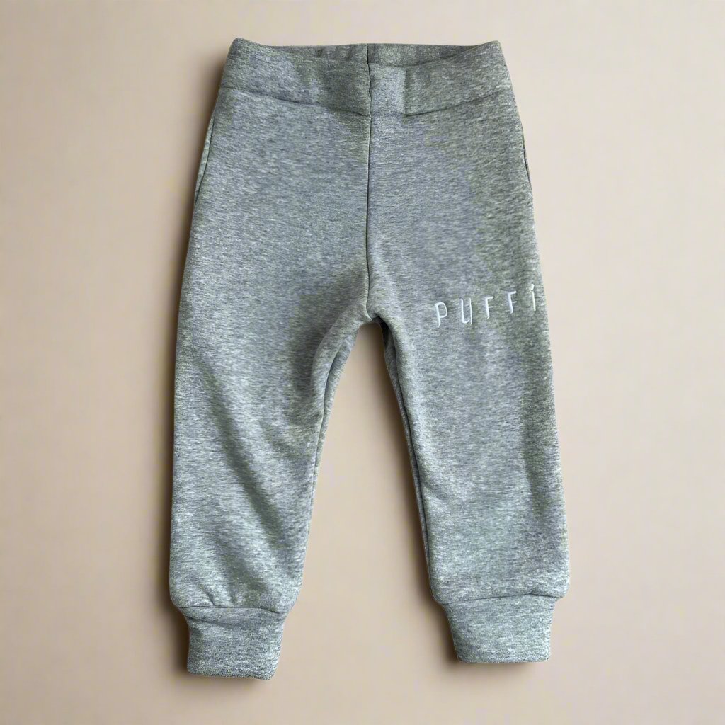 Otroška hlače - Sweatpants debele SIVA MELANGE - PUFFI