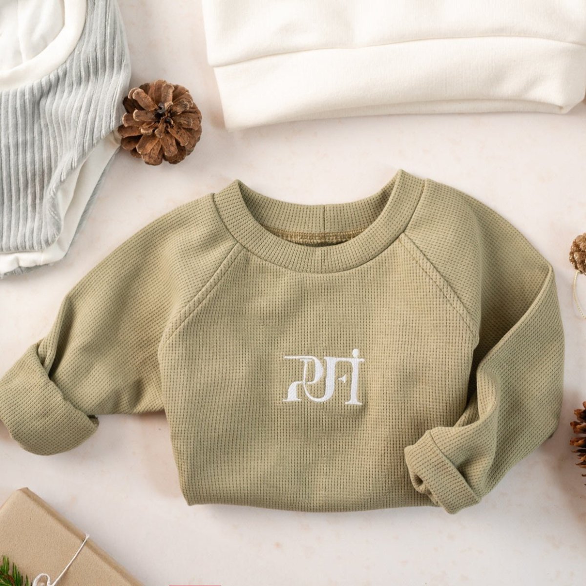 Otroška Jopa waffle MONOCROME - Olivno Zelena - PUFFI