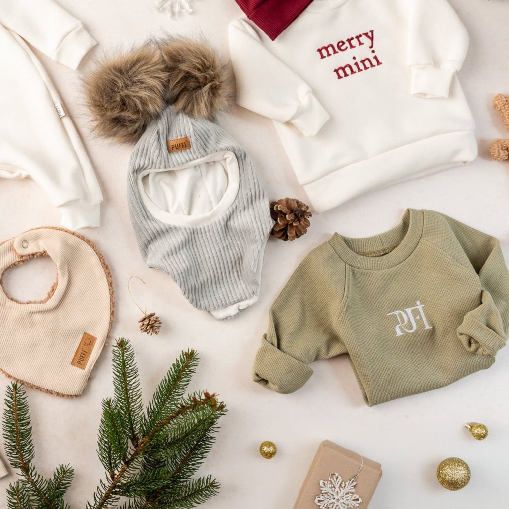 Otroška Jopa waffle MONOCROME - Olivno Zelena - PUFFI