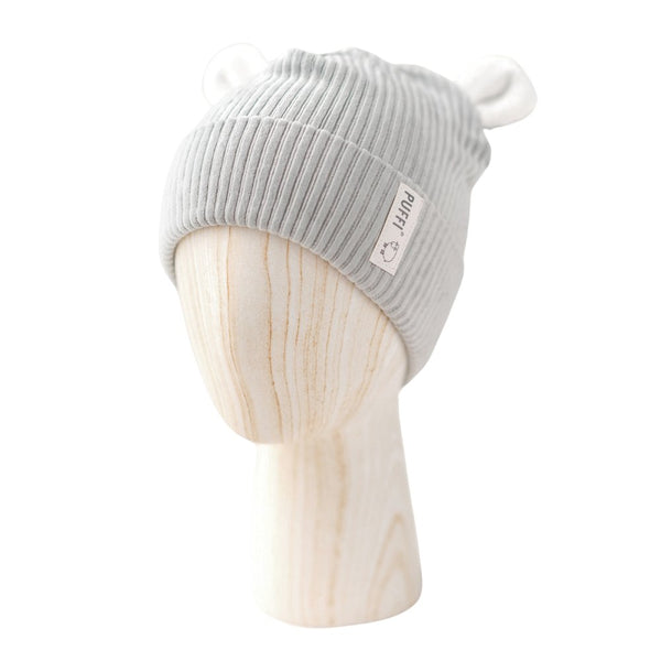 Otroška kapa Beanie - MEDO pliš ribbed MINT - PUFFI