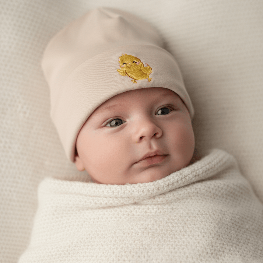 Otroška kapa Beanie - Piščanček - PUFFI