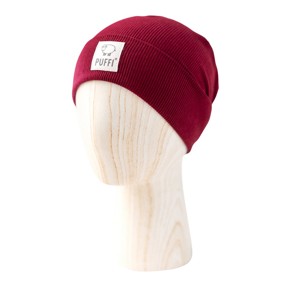 Otroška kapa Beanie - Ribbed BORDO RDEČA - PUFFI