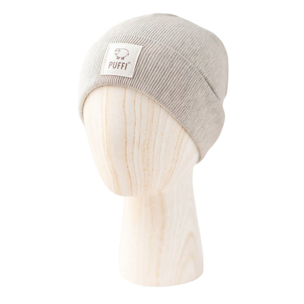 Otroška kapa Beanie - Ribbed SVETLO SIVA - PUFFI