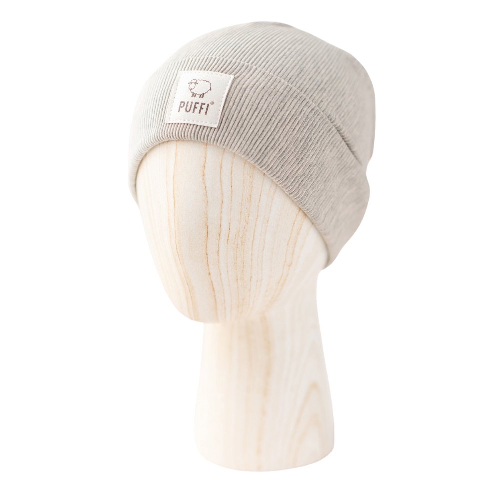 Otroška kapa Beanie - Ribbed SVETLO SIVA - PUFFI