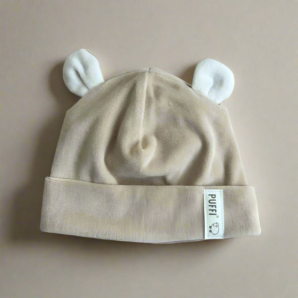 Otroška kapa Medo pliš - Beige - PUFFI