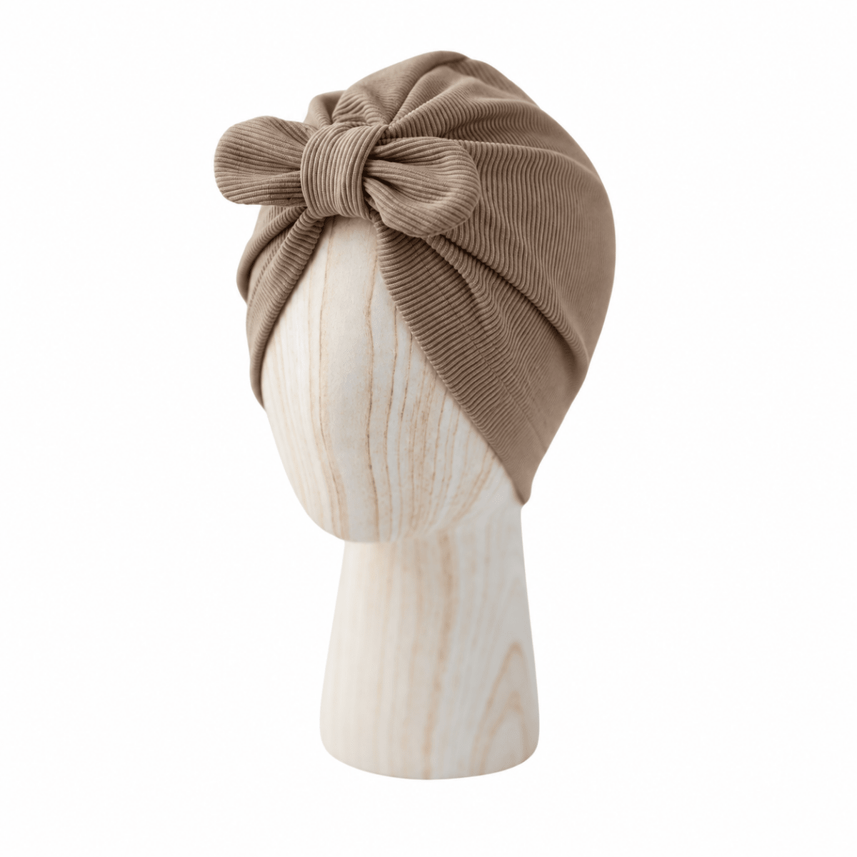 Otroška kapa Turban - BOW ribbed CACAO - PUFFI