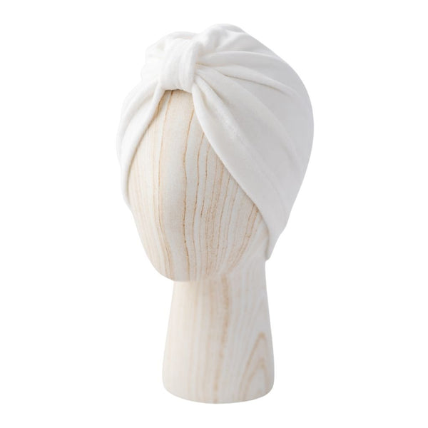 Otroška kapa Turban - pliš Bela - PUFFI