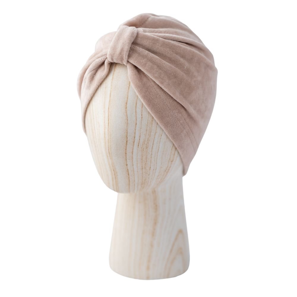 Otroška kapa Turban - pliš Svetlo Bež - PUFFI