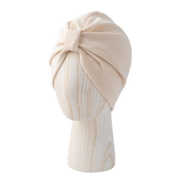 Otroška kapa Turban - ribbed Svetlo Bež - PUFFI