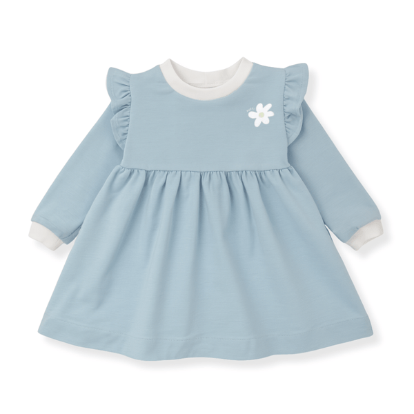 Otroška Obleka dolgi rokav z naborki - BABY BLUE - PUFFI
