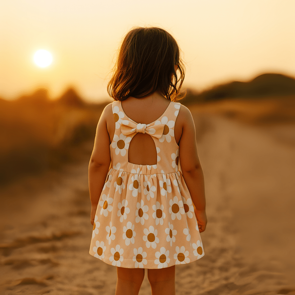 Otroška oblekica blossom, Ribbed Big Daisy - PUFFI