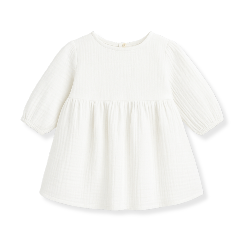 Otroška oblekica muslin - Bela - PUFFI